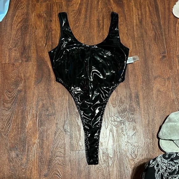NWT black patent leather body suit - Picture 1 of 3